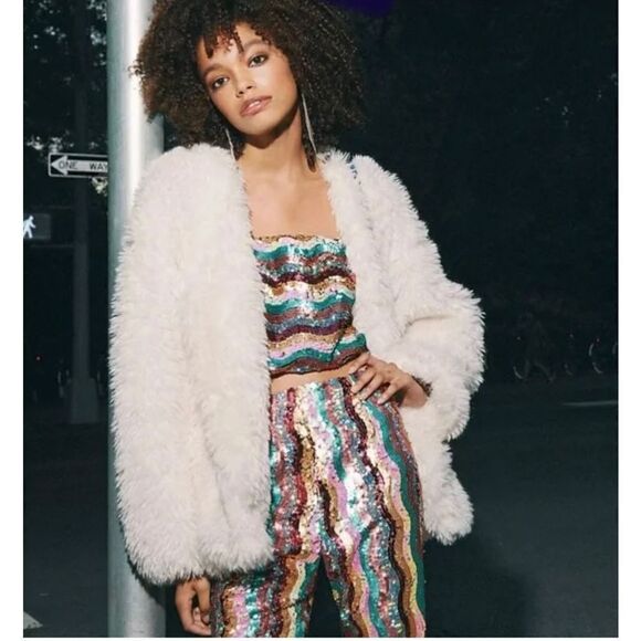 Free people- Lena Teddy Jacket snow size s - Picture 1 of 9